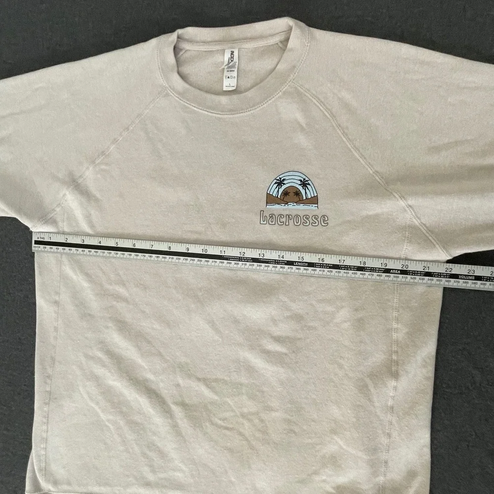 Independent Trading Co Lacrosse Good‎ Vibes Graphic Sweatshirt Sand Tan Large